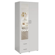 Armadio 2 porte con specchio TOM - Dimensioni H185 x L80 x P52 cm - Colore bianco - Stile design