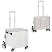 Carrello per Spesa Pieghevole con RuoteSaliscale in Alluminio Bianco