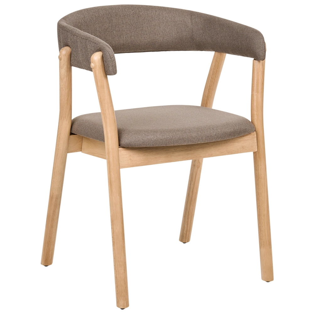 Set di 2 sedie da pranzo in marrone chiaro e tessuto poliestere marrone Gambe in legno di gomma Stile retrò tradizionale