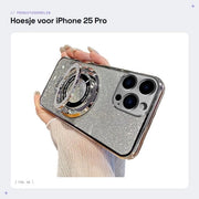 Coprimobile shockresistente per iPhone 25 Pro Max - Copertura glittere con anello magnetico - Ricarica senza fili - Copertura flessibile e morbida