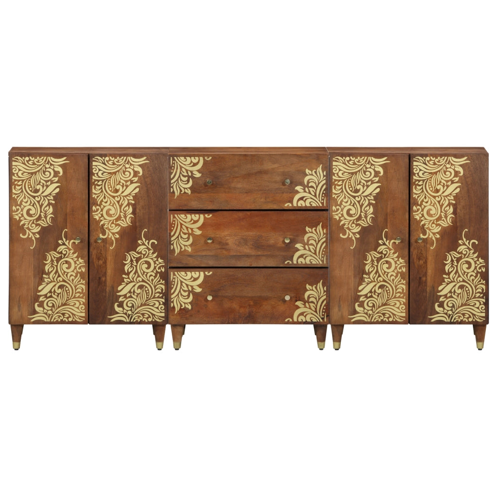 Set Mobili Bagno  3 Pezzi Legno Massello di Mango