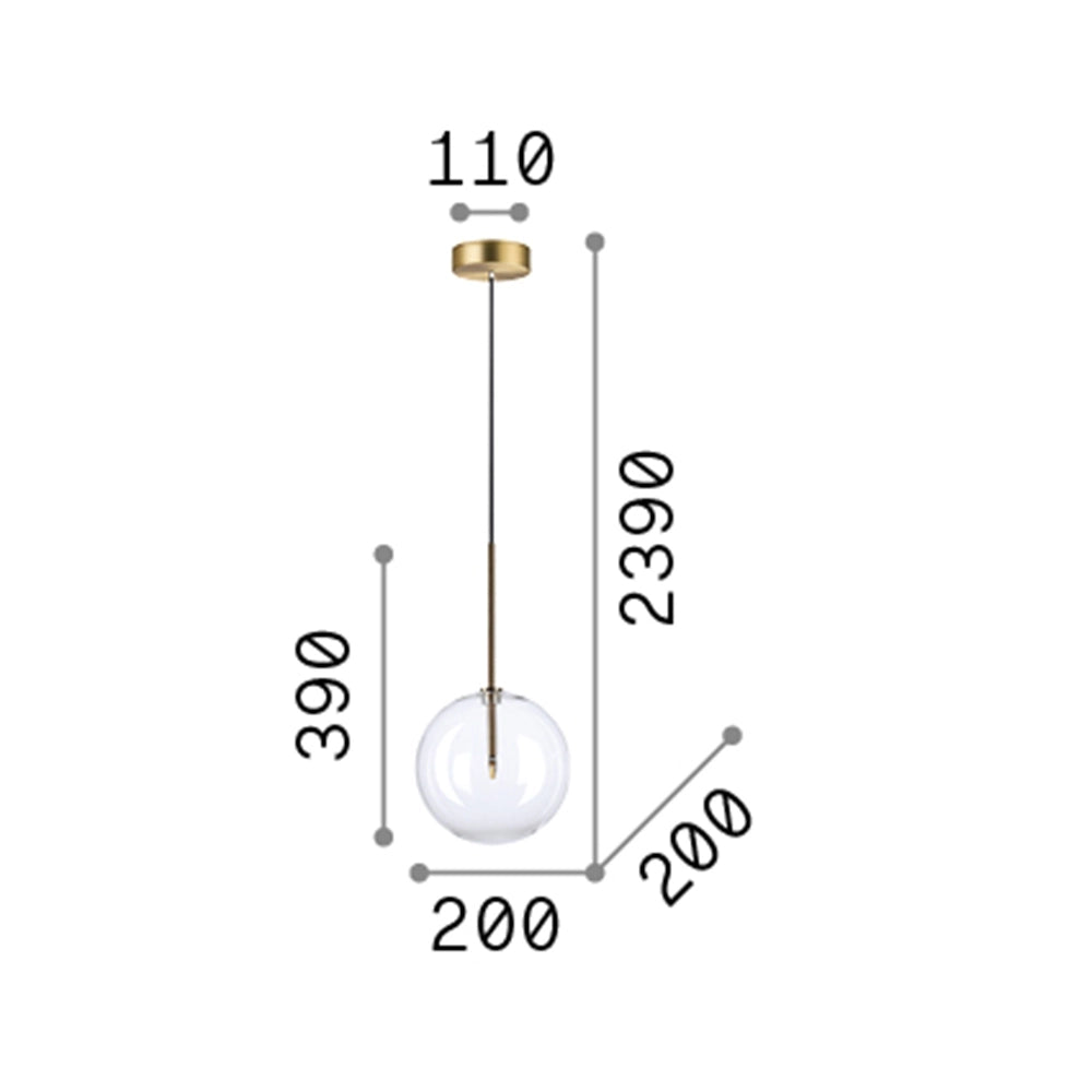 Sospensione Contemporanea Equinoxe Metallo Cromo 1 Luce 2W 3000K D20Cm