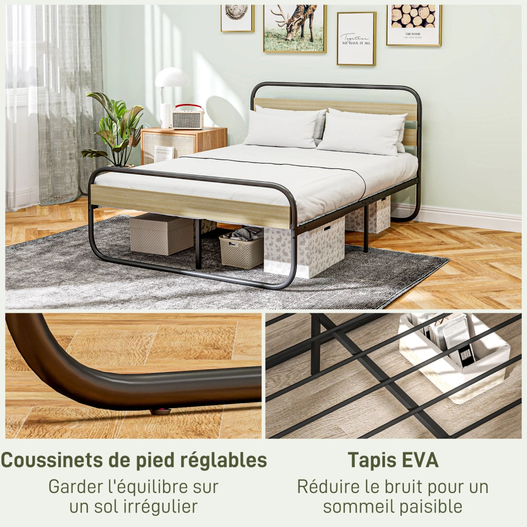 Letto matrimoniale 140x190 cm ¨C Xylo ¨C struttura in metallo stile industriel con testiera