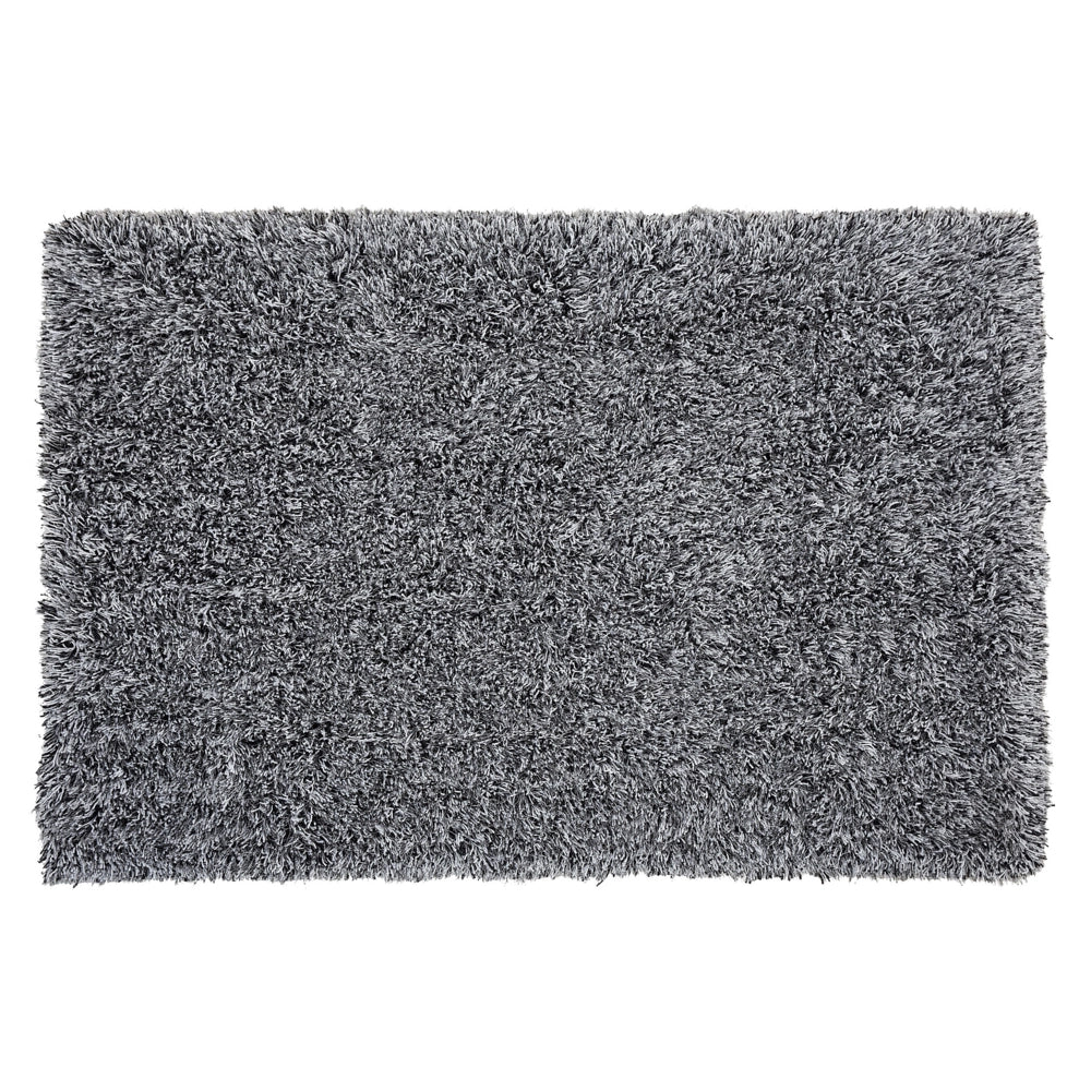 Tappeto Shaggy Tappeto a pelo lungo Solido poliestere bianco e Nero Rettangolare 140 x 200 cm