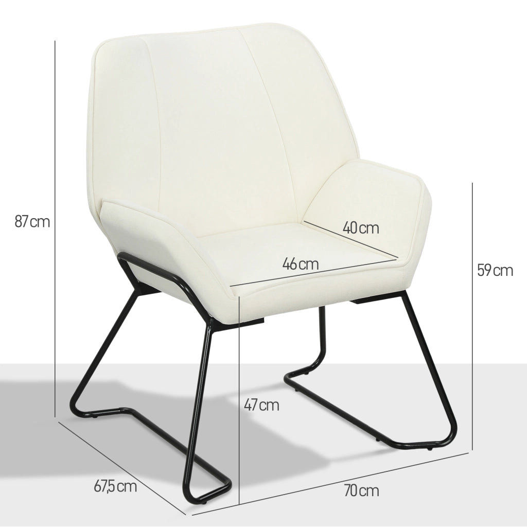 Poltrona in velluto crema con gambe in metallo ¨C zephmum ¨C 90x100x85 cm