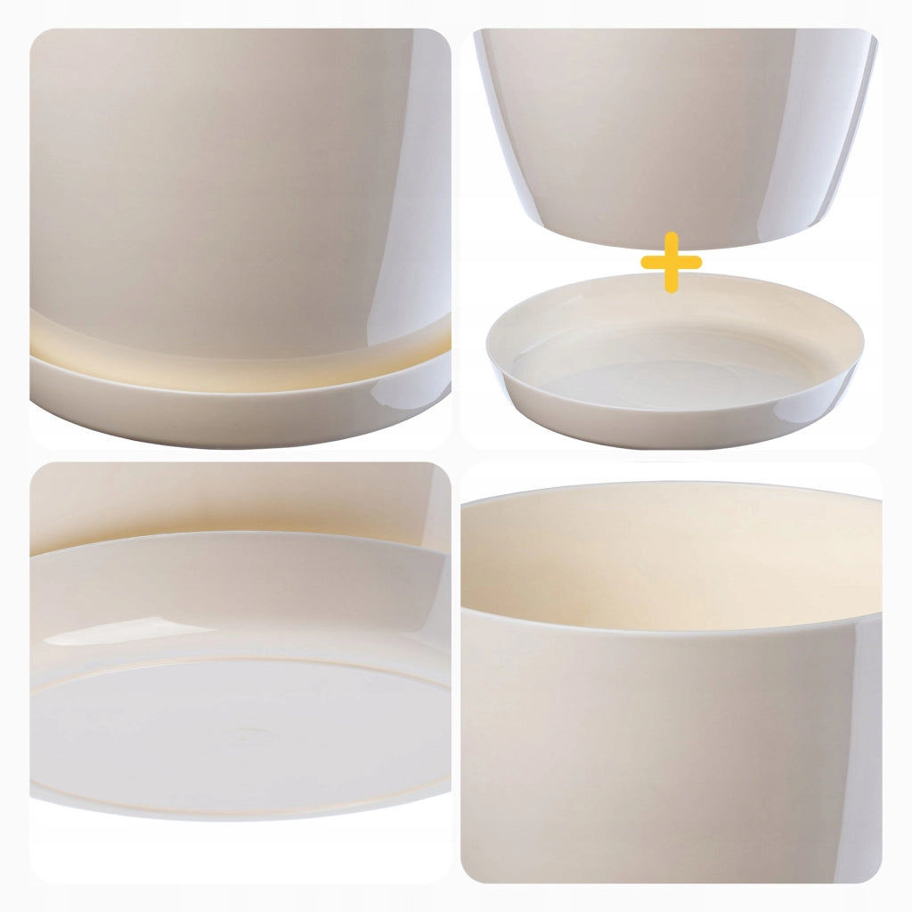 Vaso da fiori KADAX, coprivaso, 20 cm, supporto per fiori, plastica color crema, 3 pezzi.