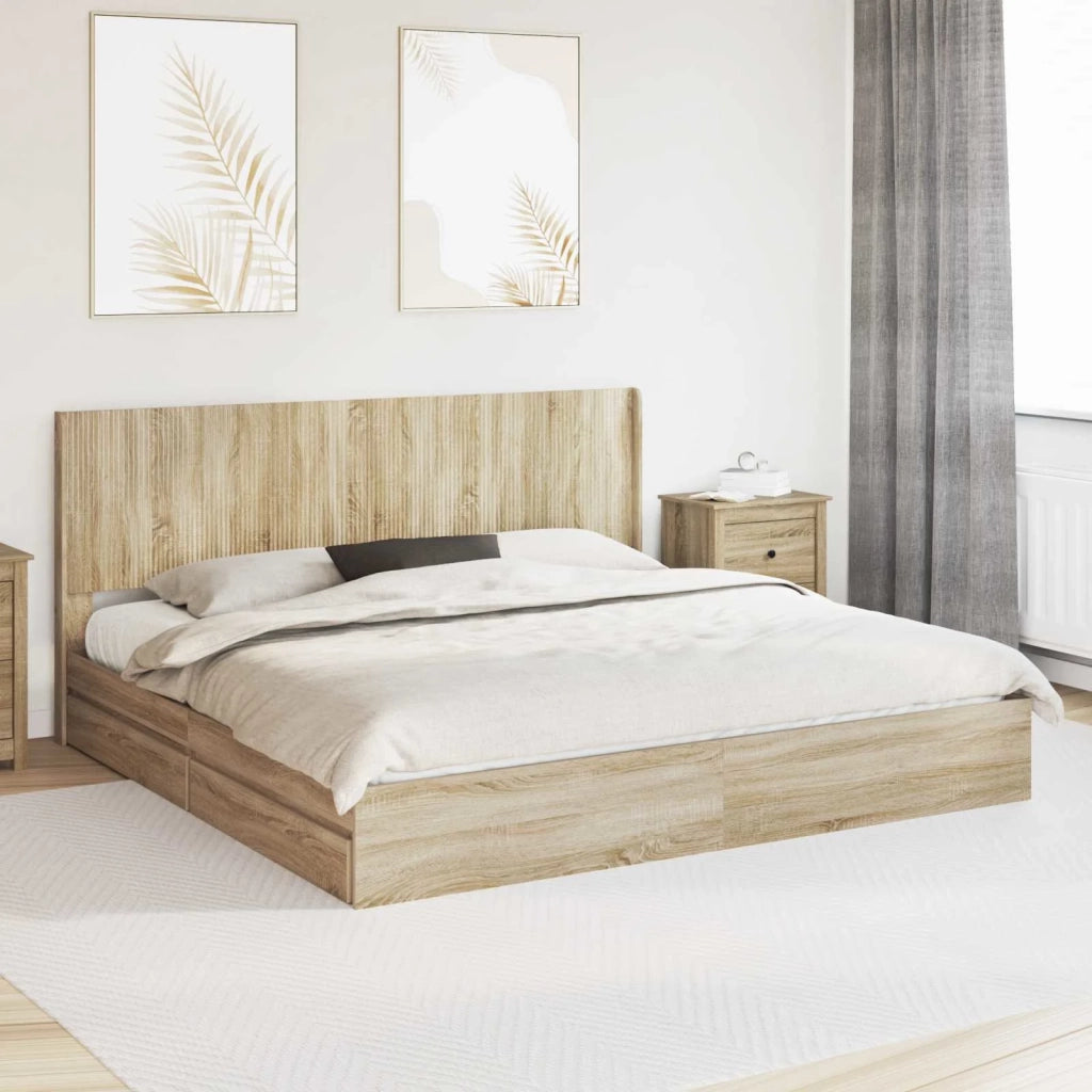 Struttura del letto con stoccaggio e testata Rovere Sonoma