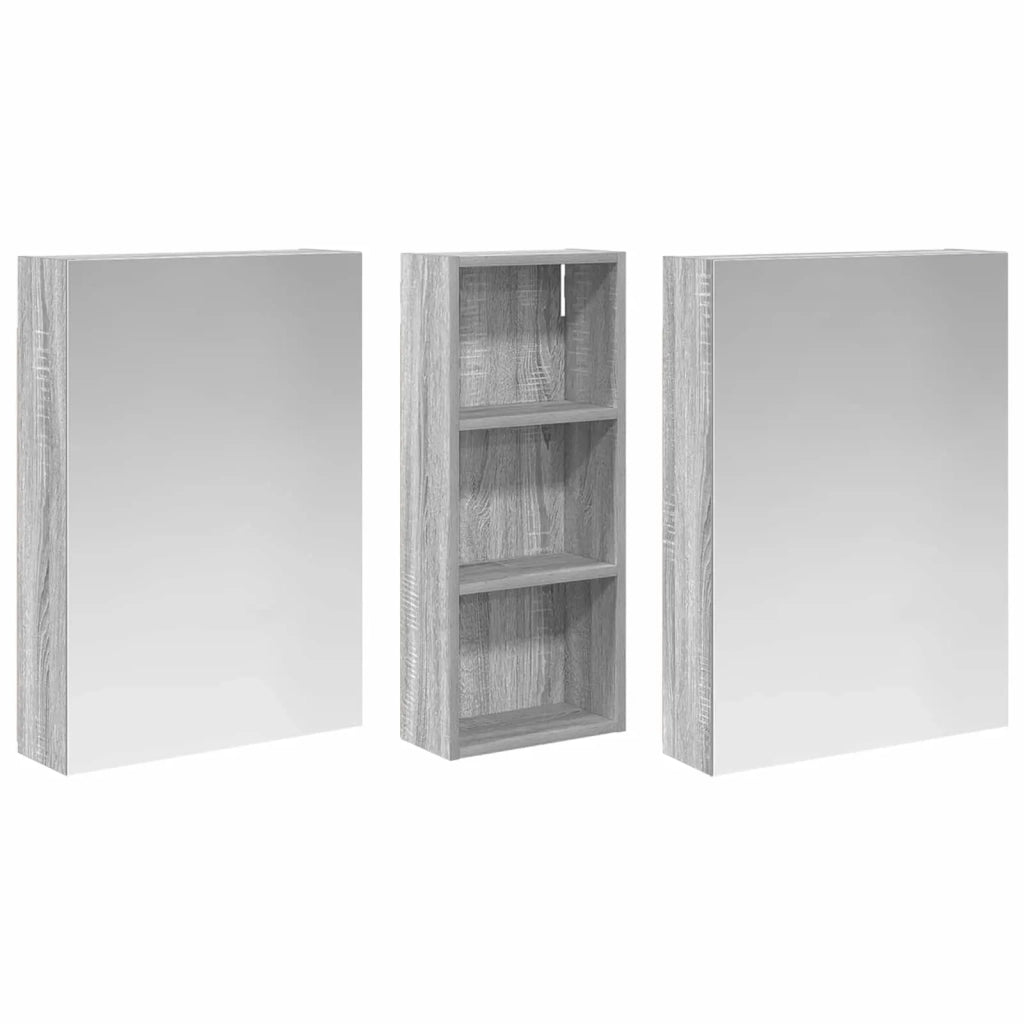 Set di Armadi da Bagno | Armadio da bagno con lo scaffale 3 pz 130 x 14,5 x 70 cm