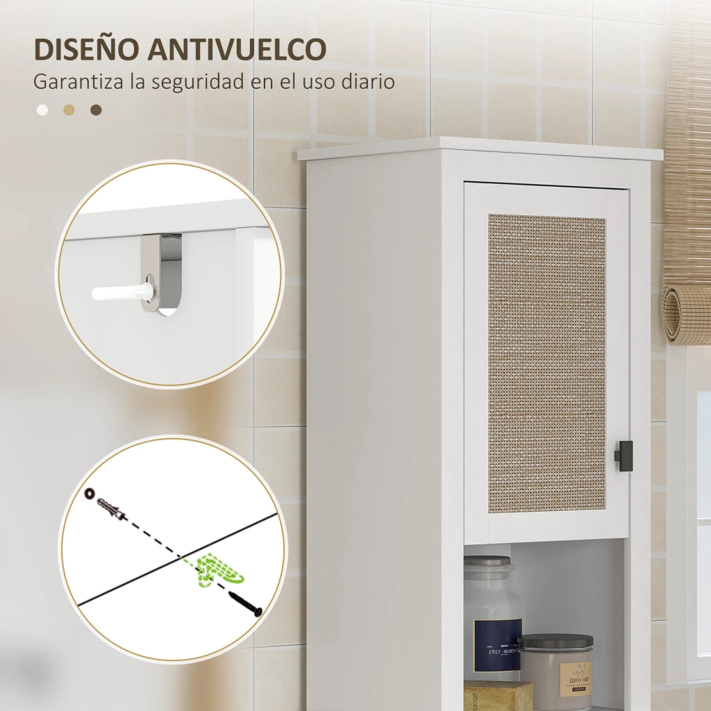 Colonna bagno con ante in rattan ¨C Xylo ¨C bianco 40x30x167,5 cm