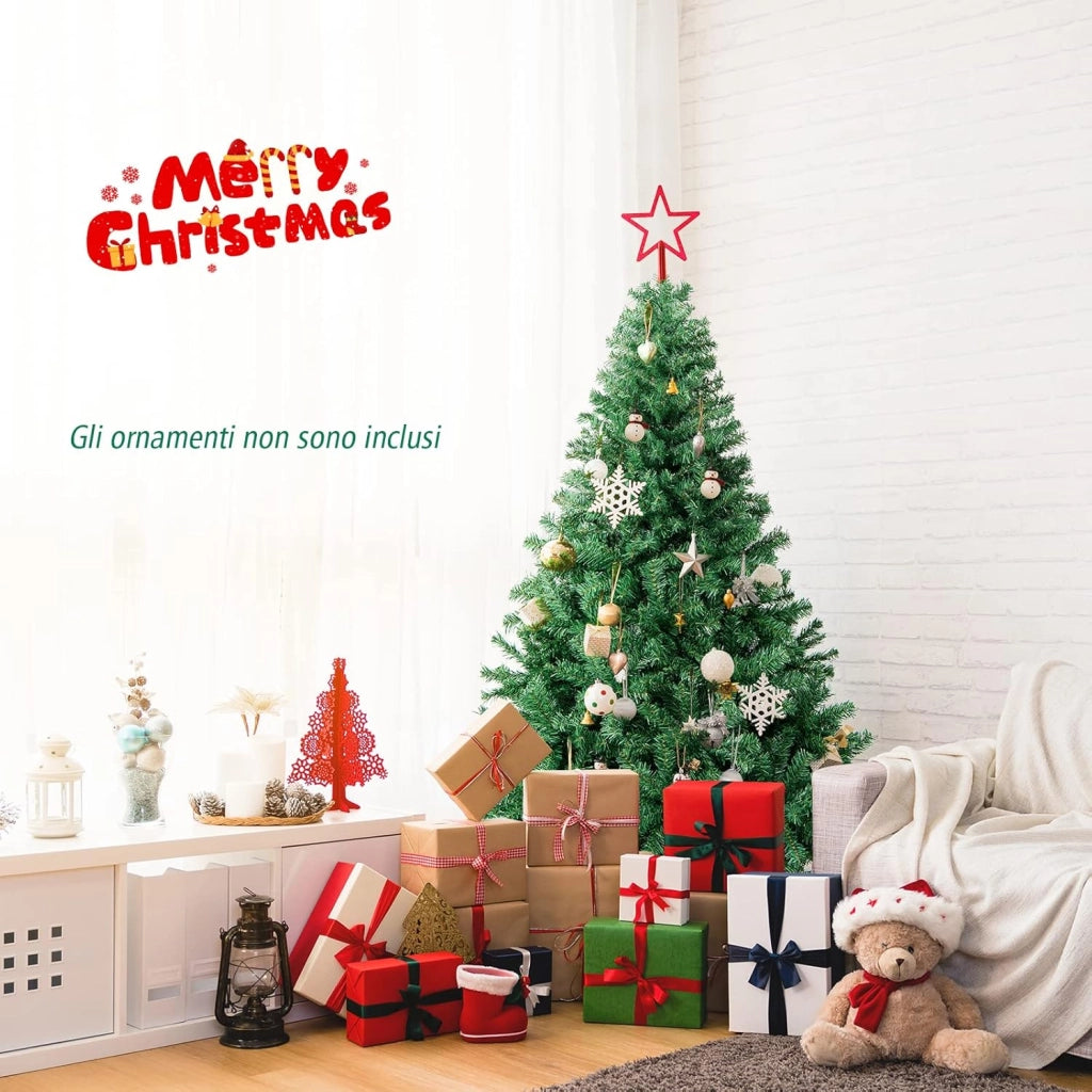 Albero di Natale 180/225 cm, Albero di Natale Realistico con 1000/1346 Rami Densi e Base in Metallo con Cuscinetto Antiscivolo, Albero di Natale Artificiale per Casa e Negozio (180 CM)