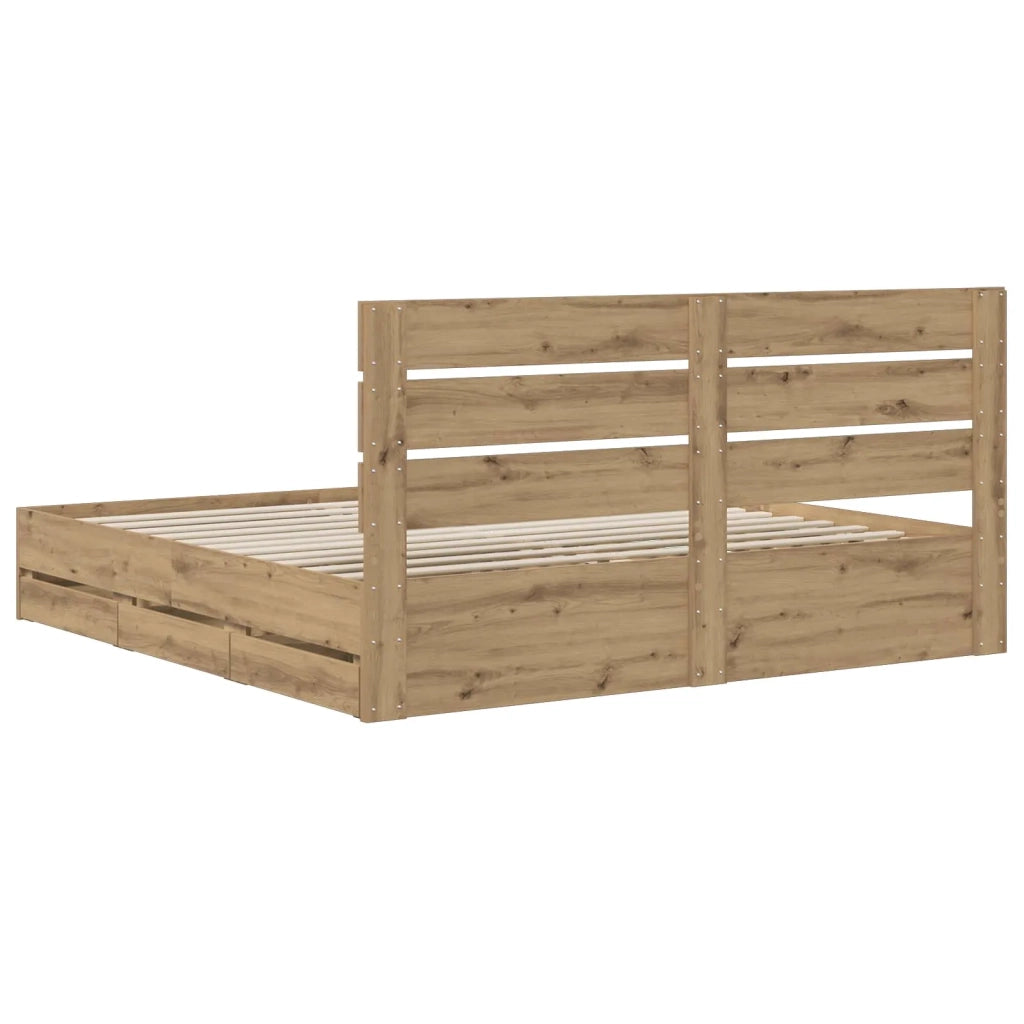 Bed Frame with Storage and Headboard Artisan Oak 180 x 200 cm 3445834