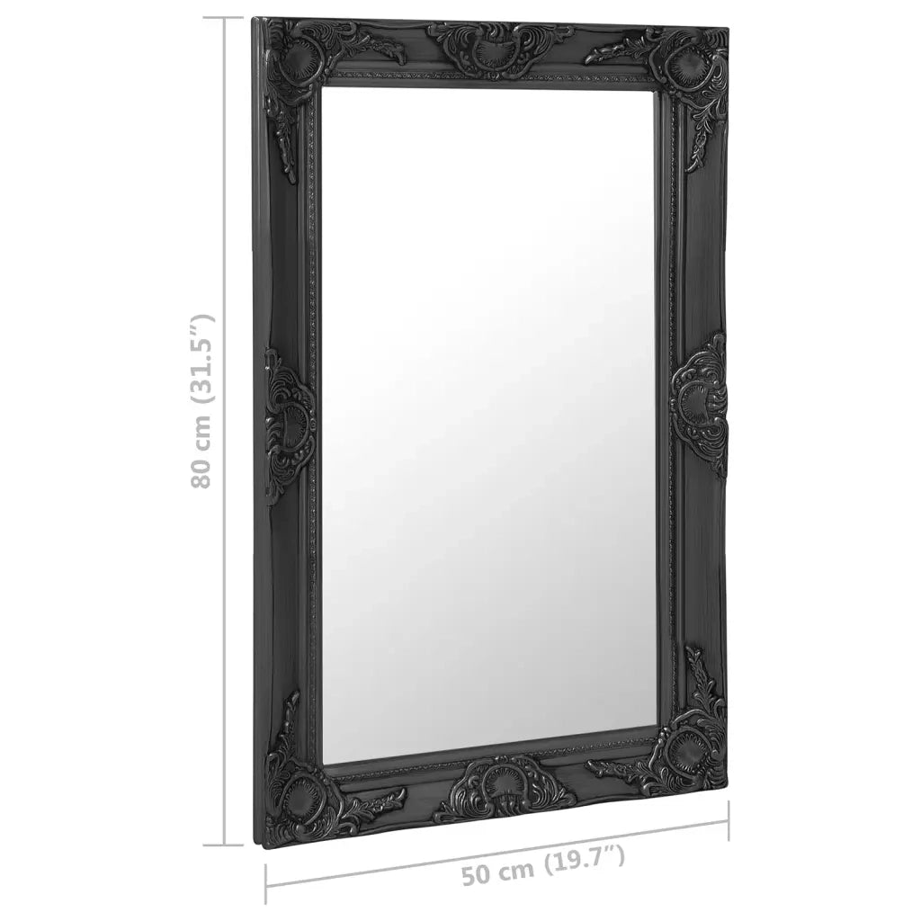 Specchio da Parete | Specchio decorativo Stile Barocco 50x80 cm Nero
