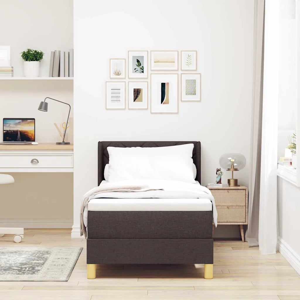 Letto a molle con materasso Marrone Scuro 200 x 80 cm Tessuto 3341324