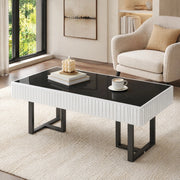 Tavolino da caffè nero e bianco 110×50,5×41 cm con piano lucido