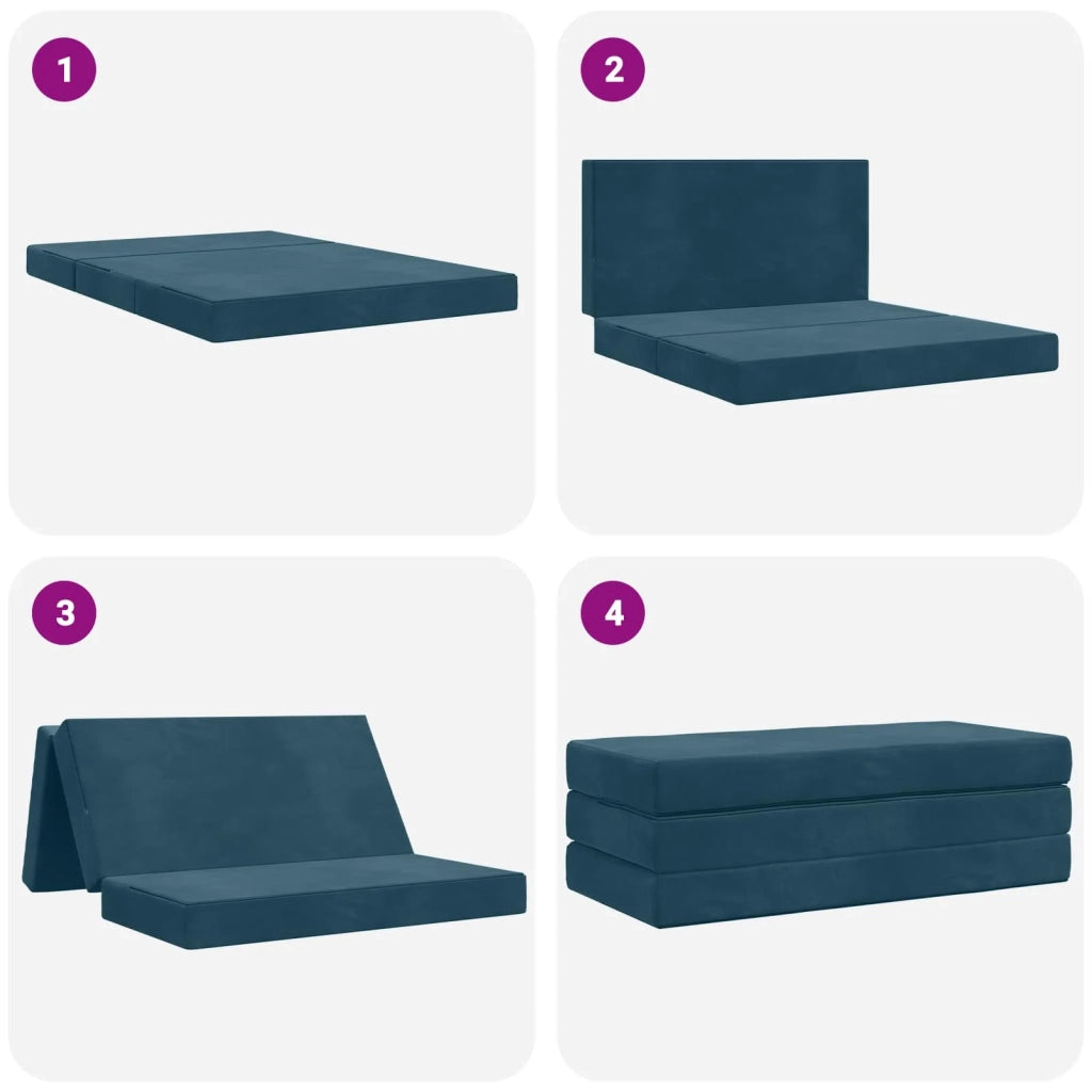 Divano Letto Pieghevole 120 x 67 x 45 cm Blu 900214
