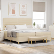 Letto a contenitore  con materasso e panca Panna 200x200 cm Tessuto