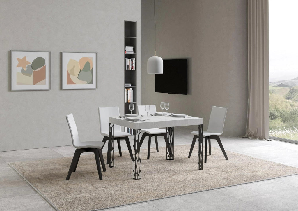 Tavolo Allungabile 120-204x80x77 cm Ghibli Bianco Frassino e Antracite