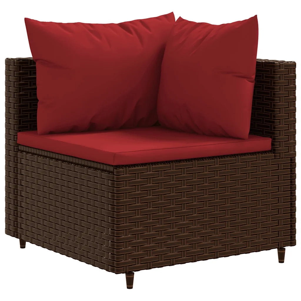 Set Divani da Giardino 5 pz con Cuscini Marrone in Polyrattan 3308157