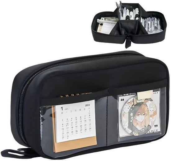 Borsa di studio grande capacità - 3 contenitori - Nero - Polyester
