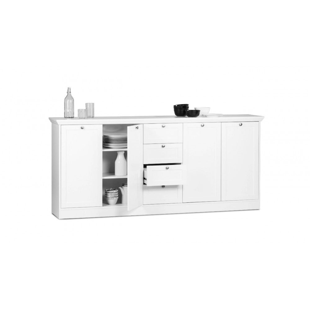 Credenza Landwood 52 colore bianco 4 ante e 4 cassetti