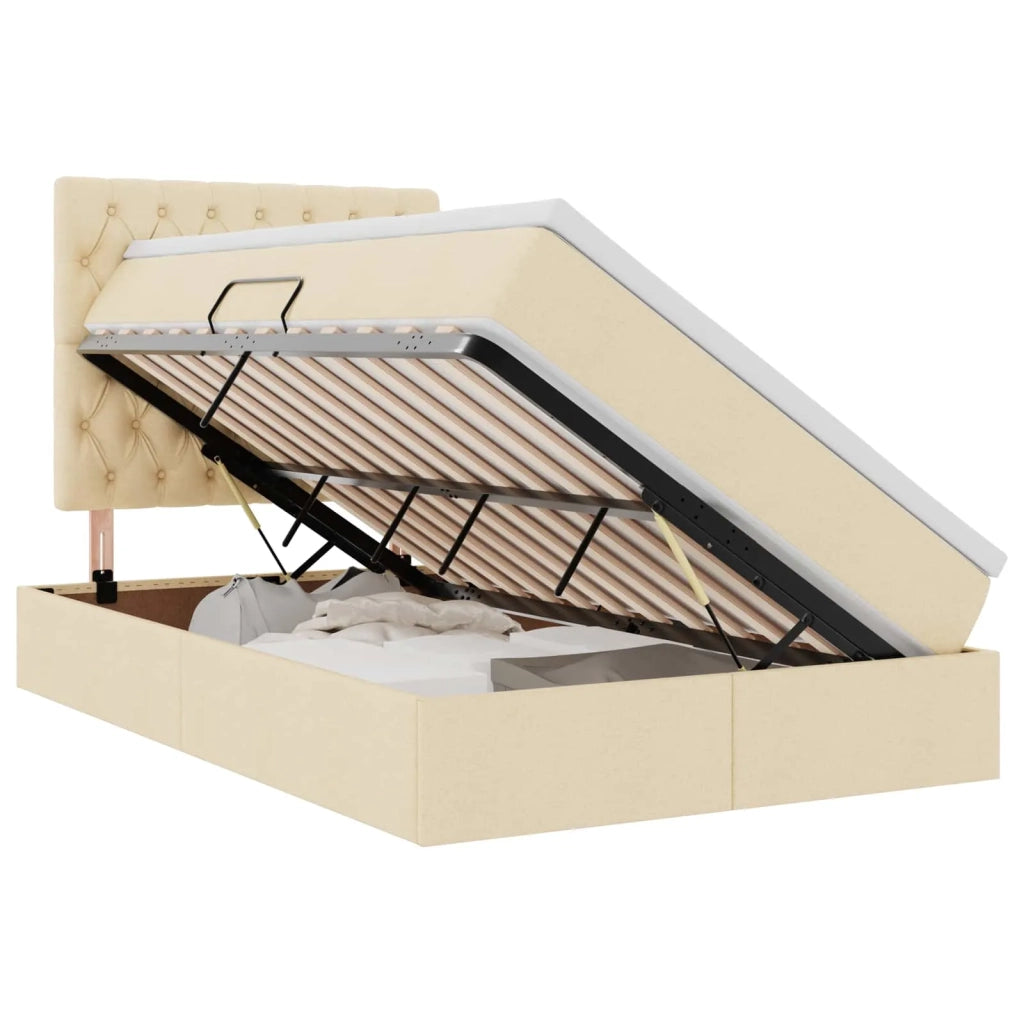 Letto con contenitore e LED Crema 120 x 200 cm Poliestere