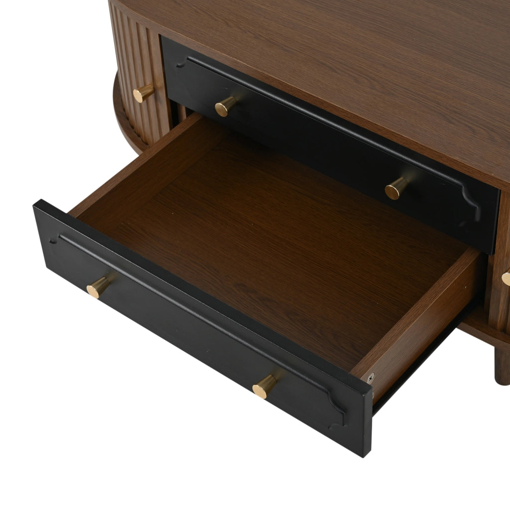 TAVOLINO DA CAFFÈ 100 x 50 x 36 cm Effetto Noce e Nero con 2 cassetti