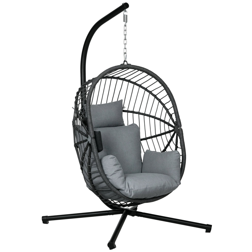 Poltrona sospesa da giardino ¨C zephmum ¨C Grigio, Polyrattan, 120x106x188 cm