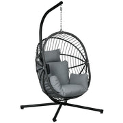 Poltrona sospesa da giardino ¨C zephmum ¨C Grigio, Polyrattan, 120x106x188 cm