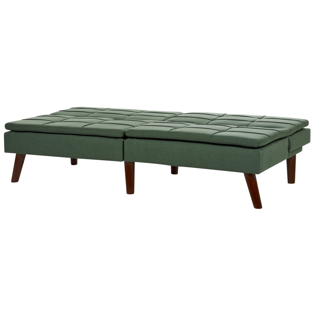Divano letto verde a 3 posti con rivestimento trapuntato Click Clack Schienale diviso Gambe in metallo