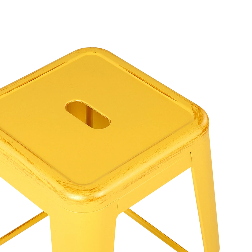 Set di 2 Sgabelli in Acciaio Giallo e Oro Impilabili Moderni 76 cm