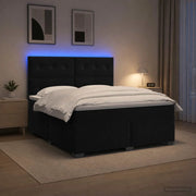 Letto box spring con materasso Nero 140 x 190 cm Velluto 3455104
