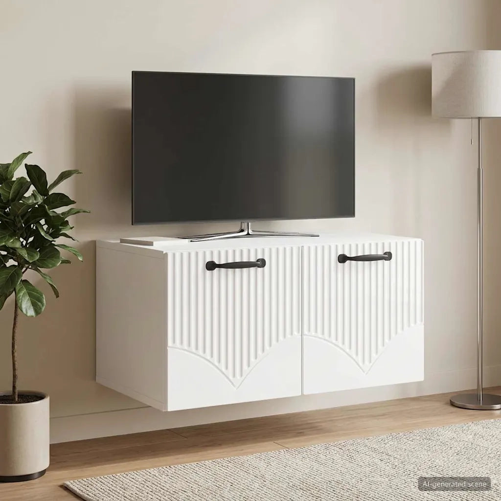 Mobile Porta TV da Muro Bianco Lucido 59,5 x 41 x 30 cm 899019