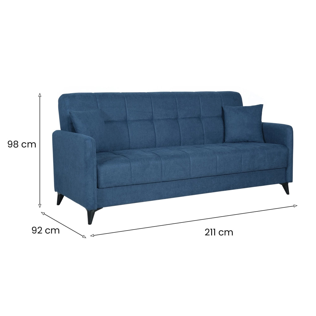 Novalesa, Divano Letto 3 Posti Contenitore, 211x92 cm Grigio Chiaro