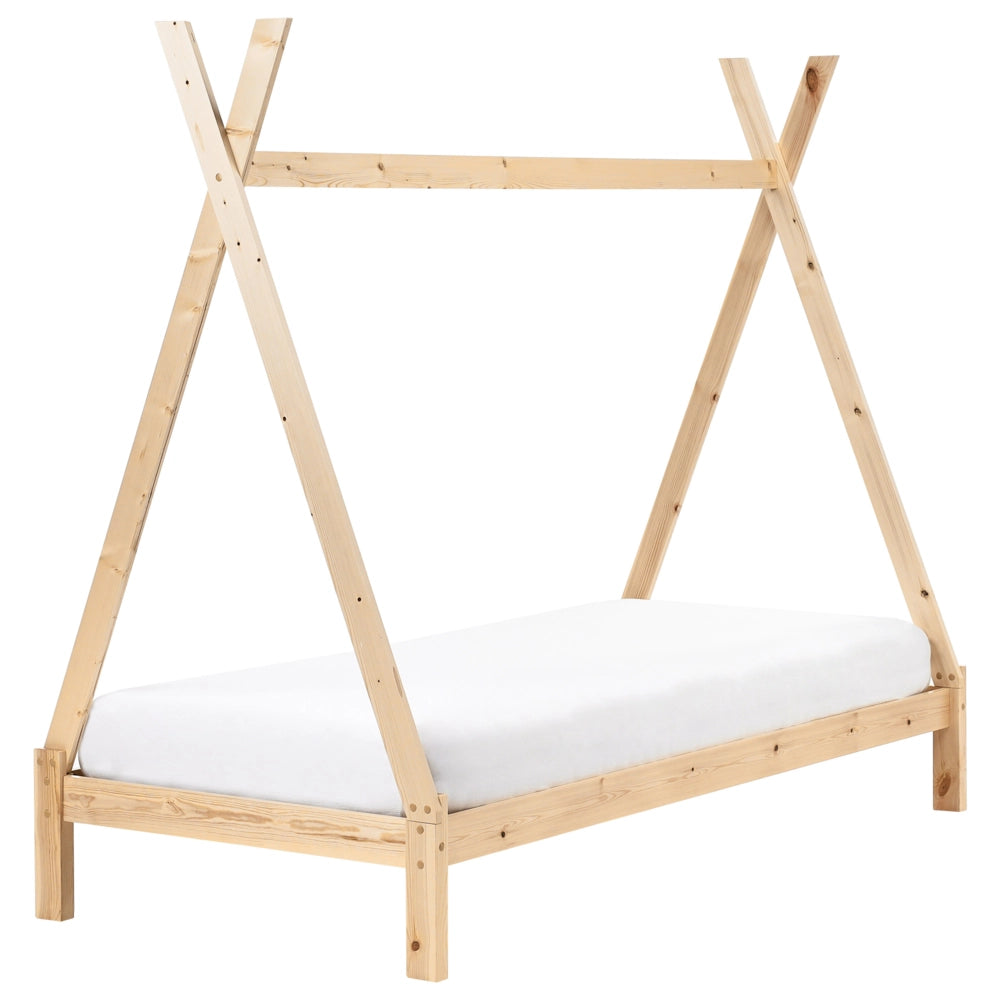Letto a forma di tenda Teepee per bambini Pino chiaro UE 90 x 200 cm Struttura letto singolo con doghe