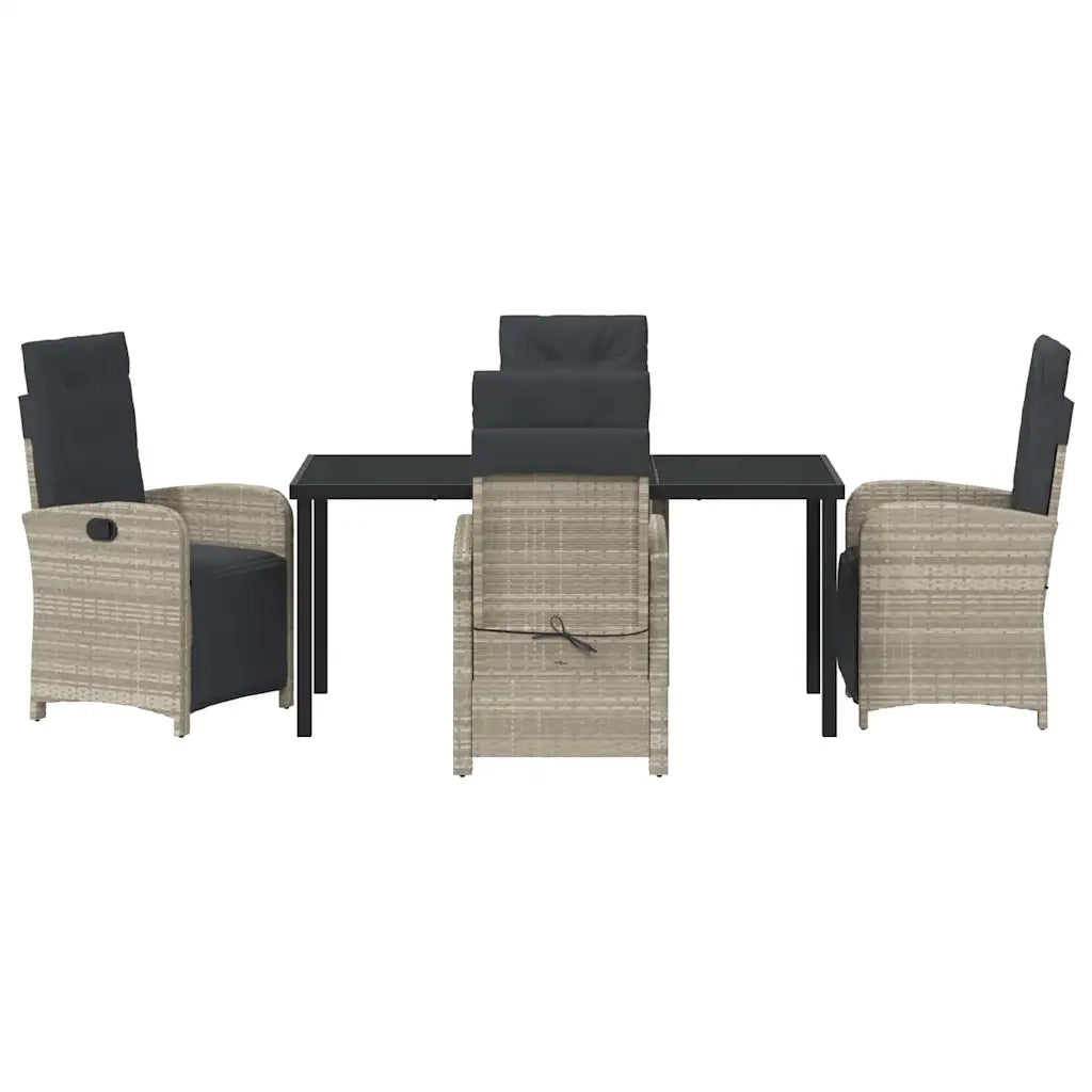Set da Pranzo per Giardino 5 pcs Grigio chiaro polyrattan 3380347