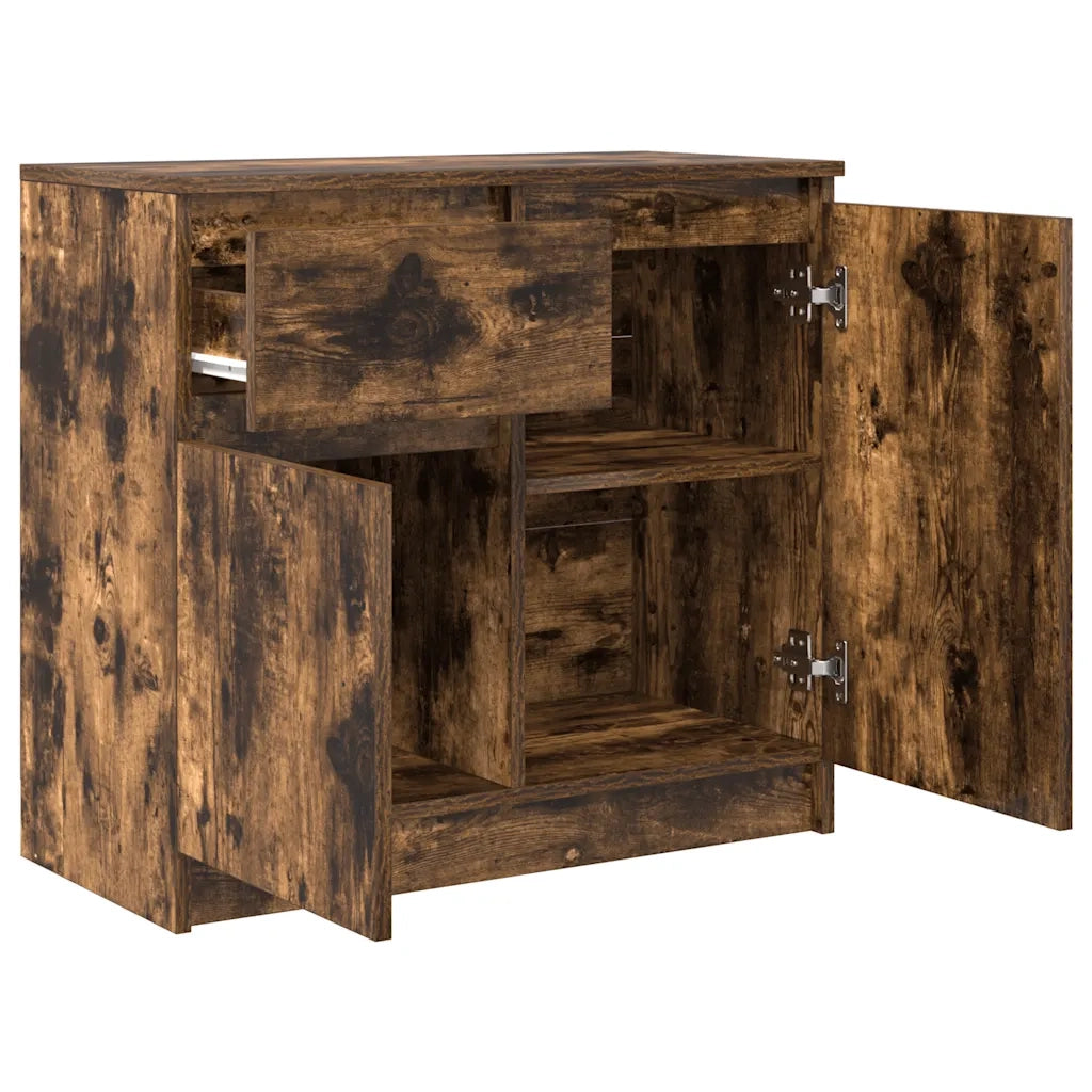 Credenza con Cassetto-Buffet-Armadio da cucina Rovere Fumo 71x35x65 cm in Truciolato 205068