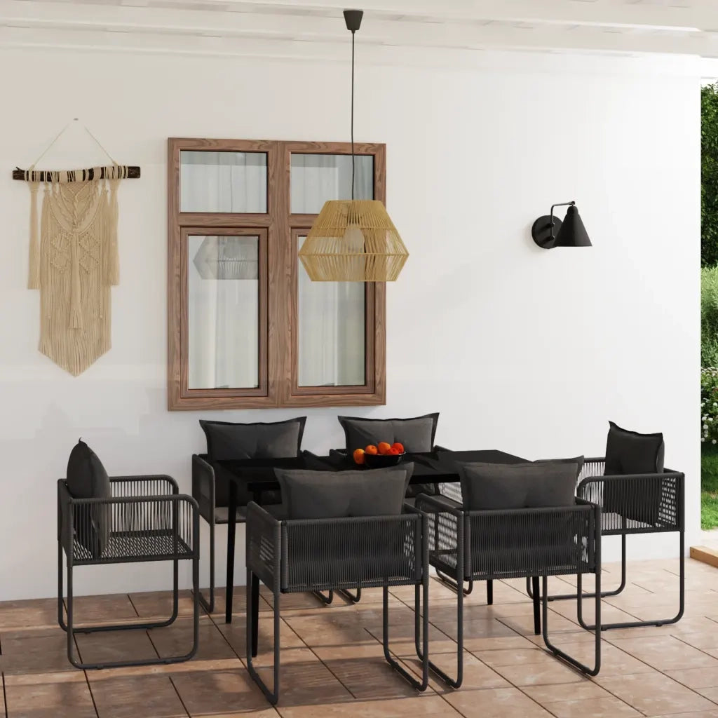 Set Mobili da Pranzo per Giardino 7 pz Nero cod mxl 42241