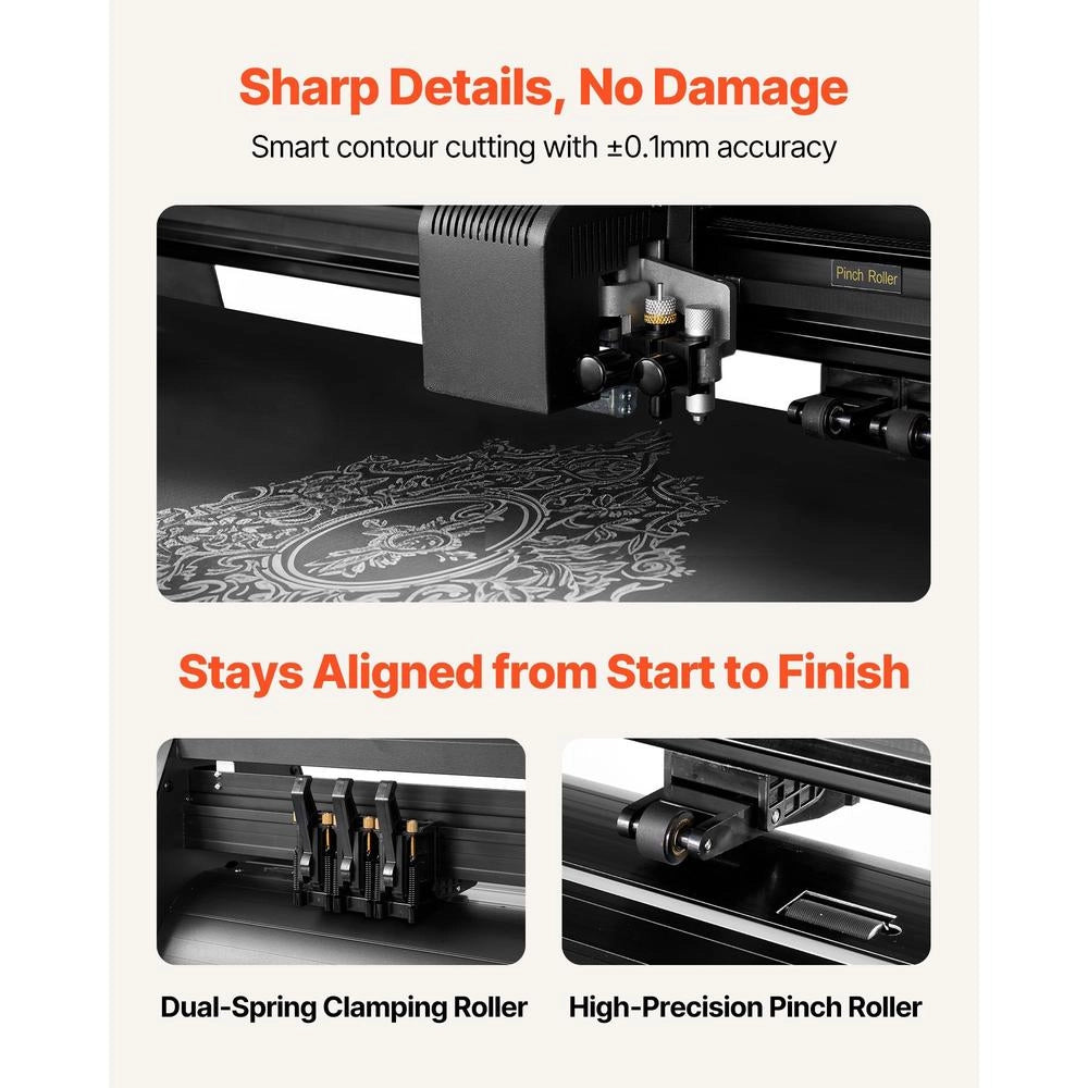 Vinyl Cutting Machine With 72 Cm Max. Feed Width, Dual Blades, And LED Display; Adjustable Vinyl Cutting Plotter Set With Signmaster Software, Compatible With Windows And MacOS