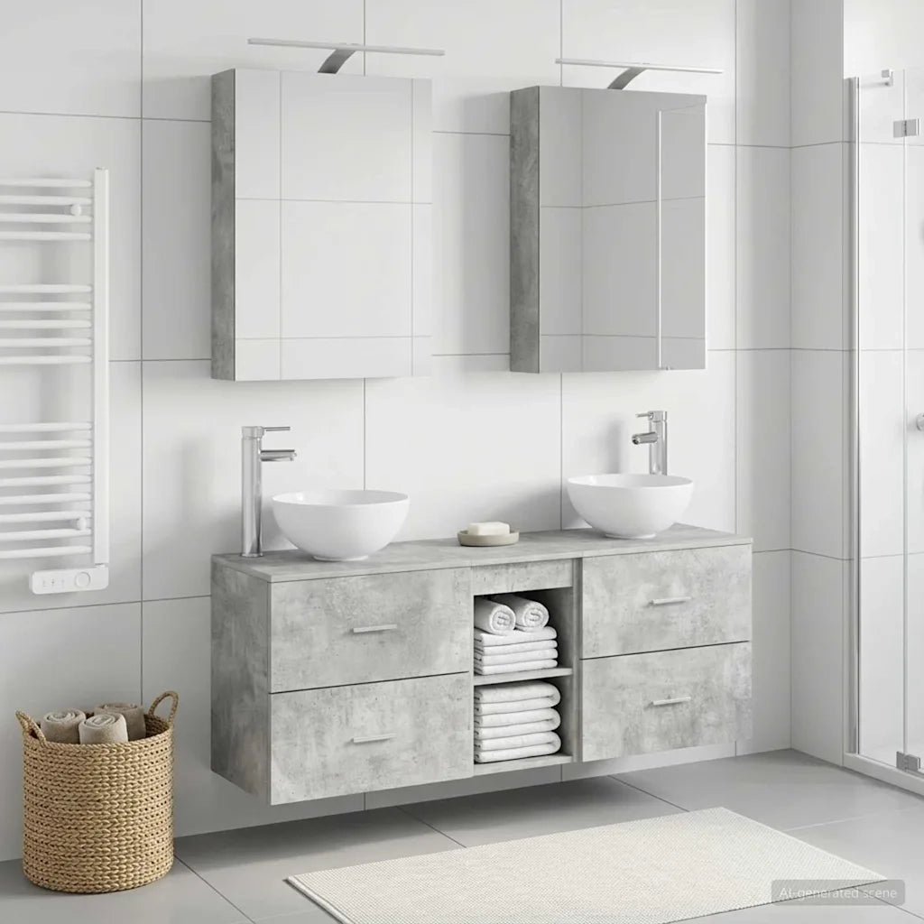 Set di Armadi da Bagno 5 pcs Grigio Cemento 50 x 14,5 x 70 cm 3406674