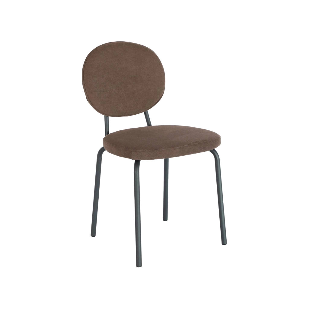 Set 2 sedie vintage in metallo e tessuto, marrone