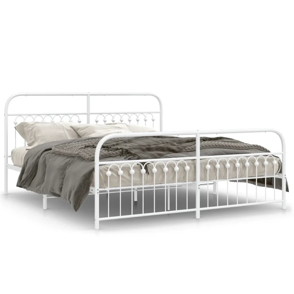 Giroletto con Testiera e Pediera Metallo Bianco 183x213 cm 376672