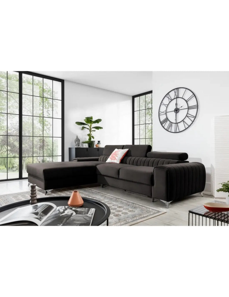 Divano ad angolo sinistro Grigio scuro convertibile 3 posti JAYSON design contemporaneo