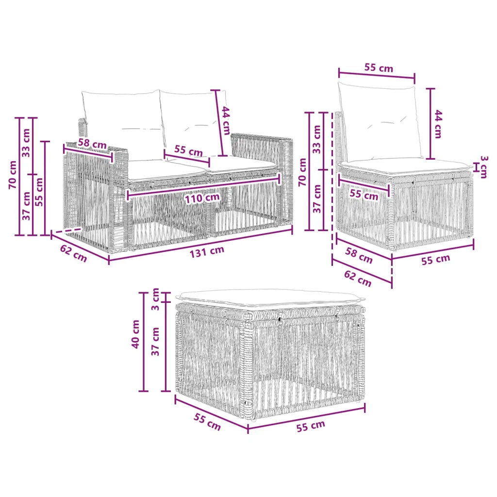 Set Divano da Giardino 10 pcs Grigio e Grigio Scuro polyrattan 3435257