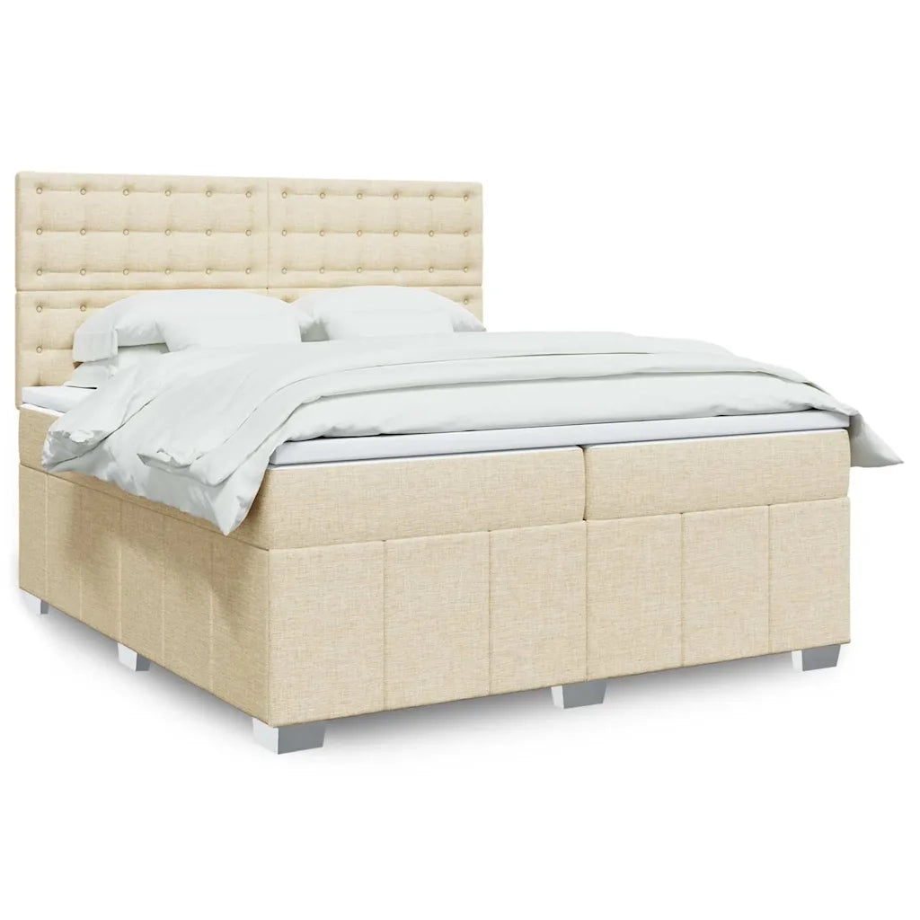 Giroletto a Molle con Materasso Crema 200x200 cm in Tessuto 3294094