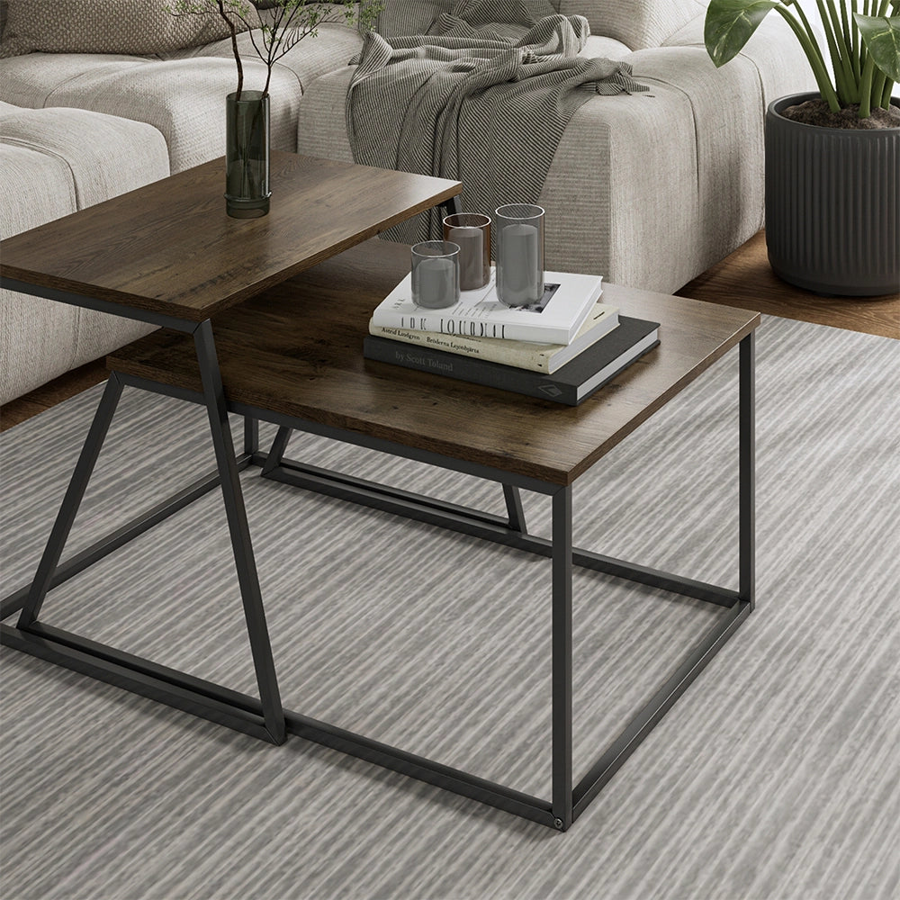Vicco Tavolino da divano Rovere rustico/nero 60 x 50 cm 2 parti
