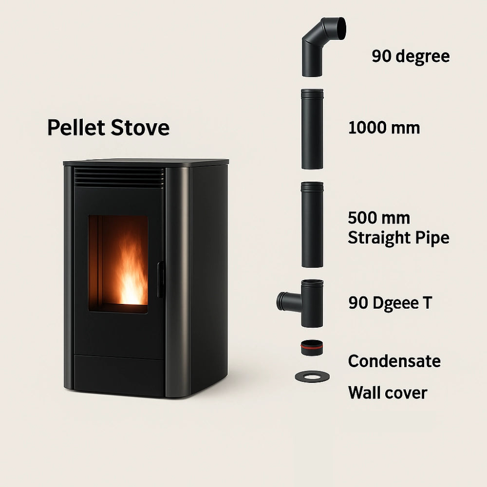 Kit facile pellet completo 11 pezzi per canale da fumo diametro 80 mm