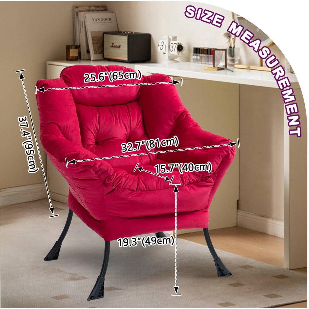 Poltrona relax in metallo rosso mattone con imbottitura in cotone PP