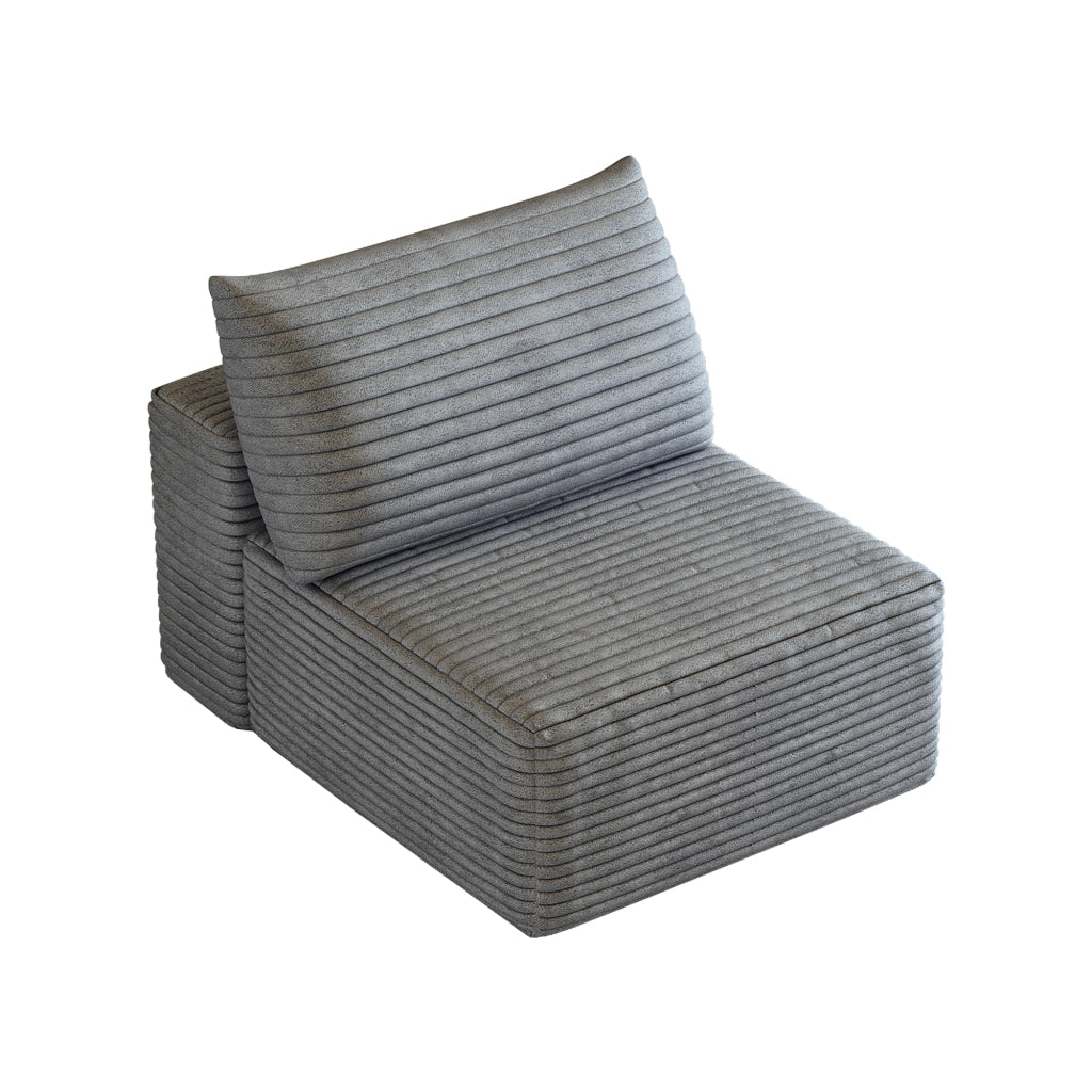 DIVANO Modulare con chaise longue reversibile in tessuto a coste grigio