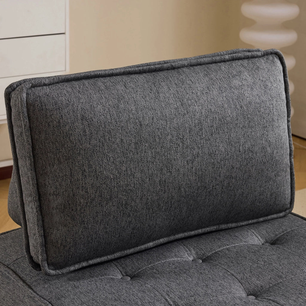 Divano modulare in compensato con rivestimento 100% lino grigio scuro