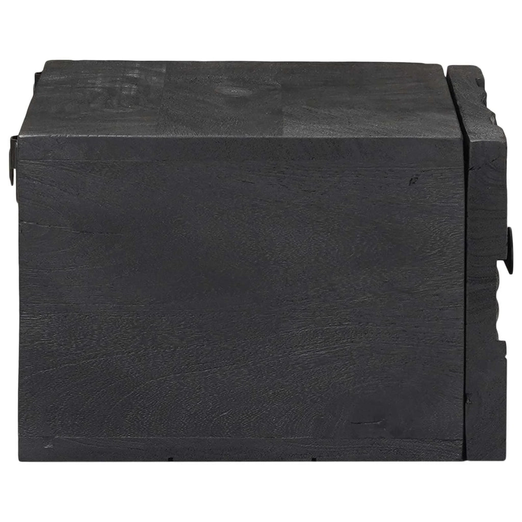Comodino | Armadio da Notte | Mobiletto da notte a muro fatto a mano Nero 40 x 30 x 20 cm